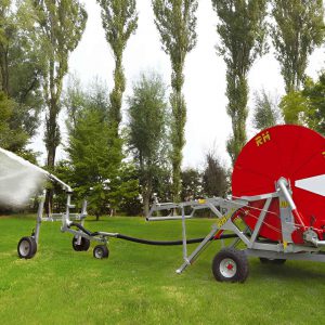 HOSE REEL IRRIGATION SYSTEM WITH GUN SPRINKLER